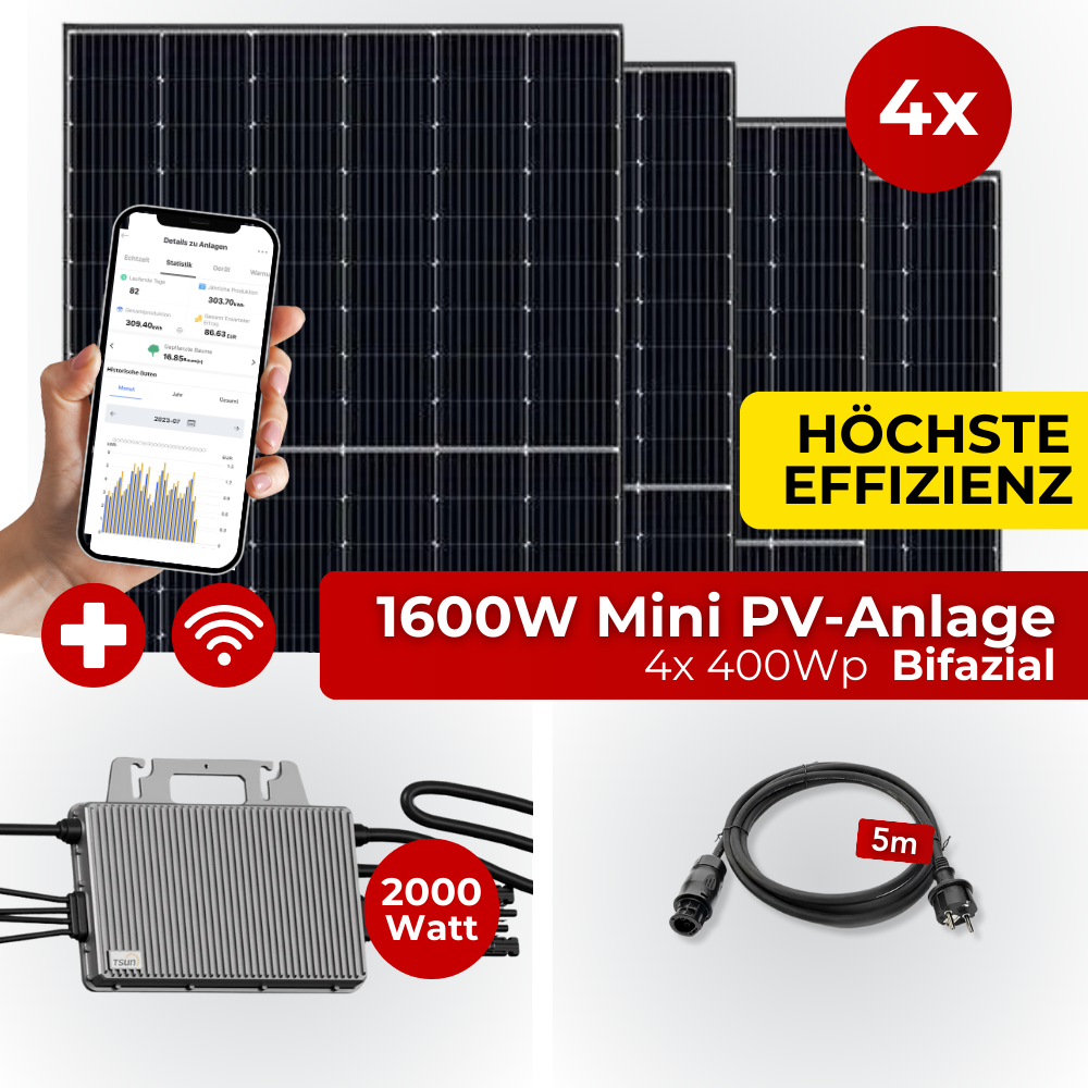 1,6KW Mini PV-Anlage Bifazial Komplettset