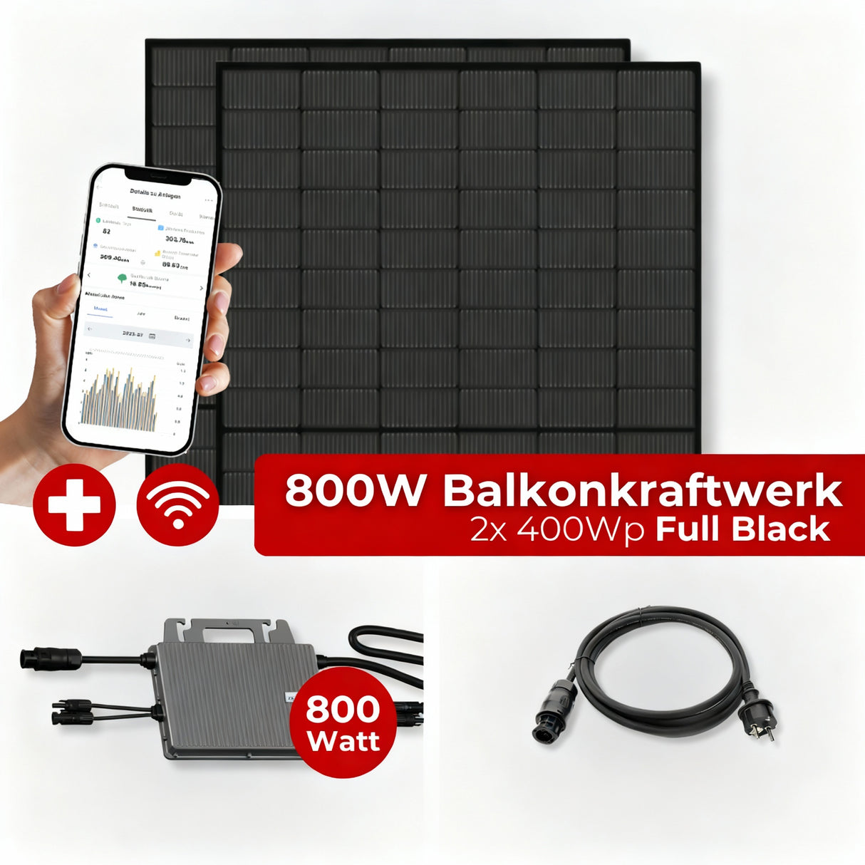 Balkonkraftwerk Komplettset 800W Full Black