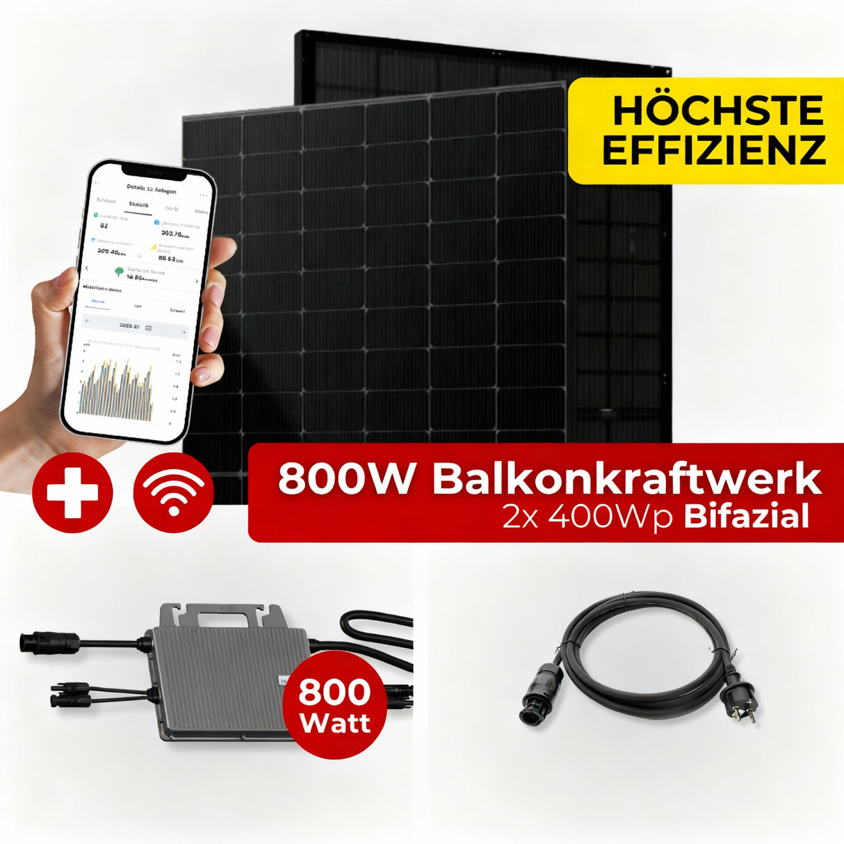 Balkonkraftwerk Komplettset 800W Bifazial
