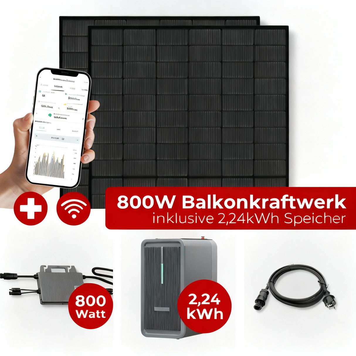 Balkonkraftwerk Komplettset 800W Full Black