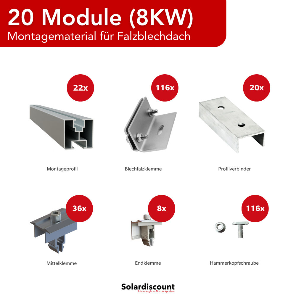 Zubehörset Montagematerial für Falzblechdach