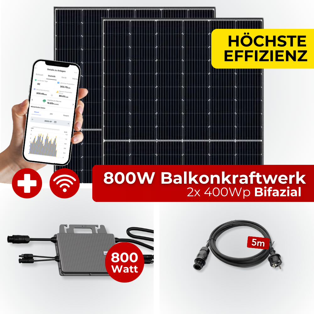 Balkonkraftwerk Komplettset 800W Bifazial