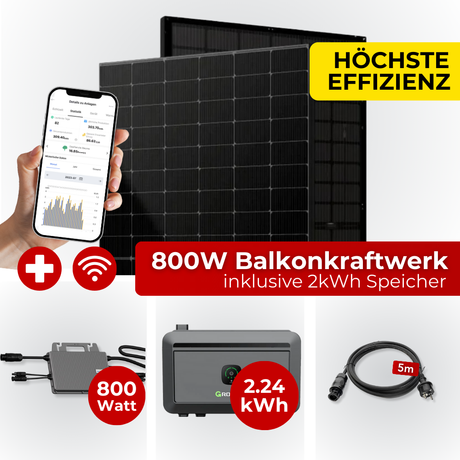 Balkonkraftwerk Komplettset 800W Bifazial