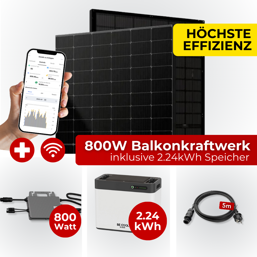 Balkonkraftwerk Komplettset 800W Bifazial