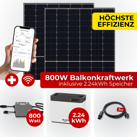 Balkonkraftwerk Komplettset 800W Bifazial