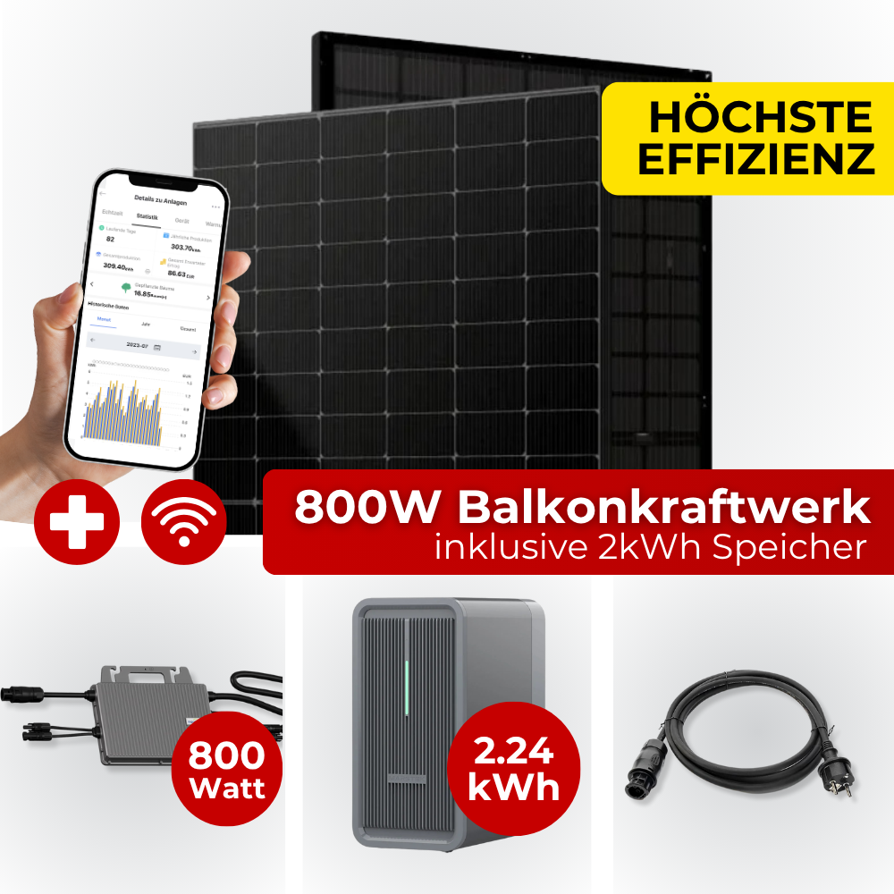 Balkonkraftwerk Komplettset 800W Bifazial
