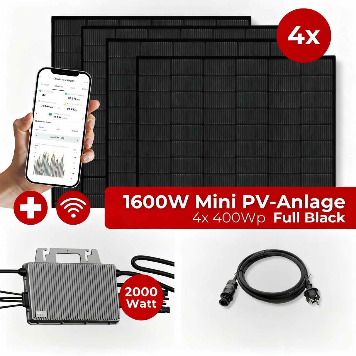 1,6KW Mini PV-Anlage Komplettset Full Black